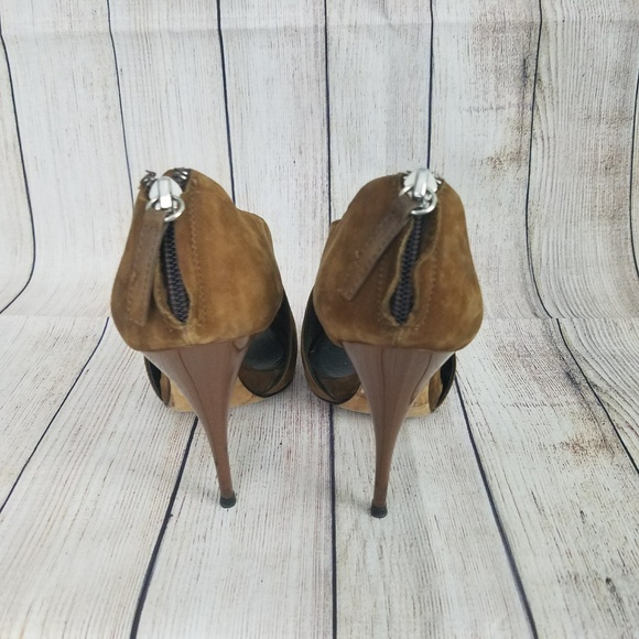 BARNEYS New York COOP Suede Peep Toe Shoes Sz 36.5 - Picture 6 of 8